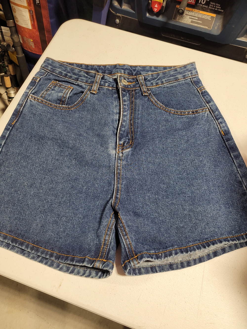 SHEIN Blue High-Waist Denim Jean Shorts - Picture 1 of 4